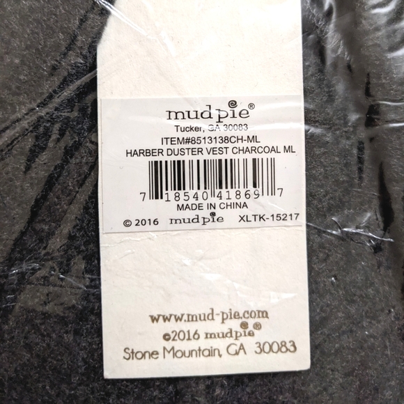 MUD PIE, Harber Duster Vest, Charcoal, Size M/L. - Picture 3 of 4